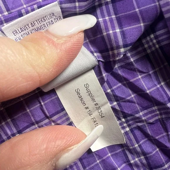 Ralph Lauren Purple Label Mens 15.5 Dress Shirt Purple Plaid Tailored Fit Italy